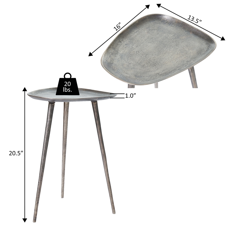 Convenience Concepts Bali Metal Tall End Table in Silver Finish