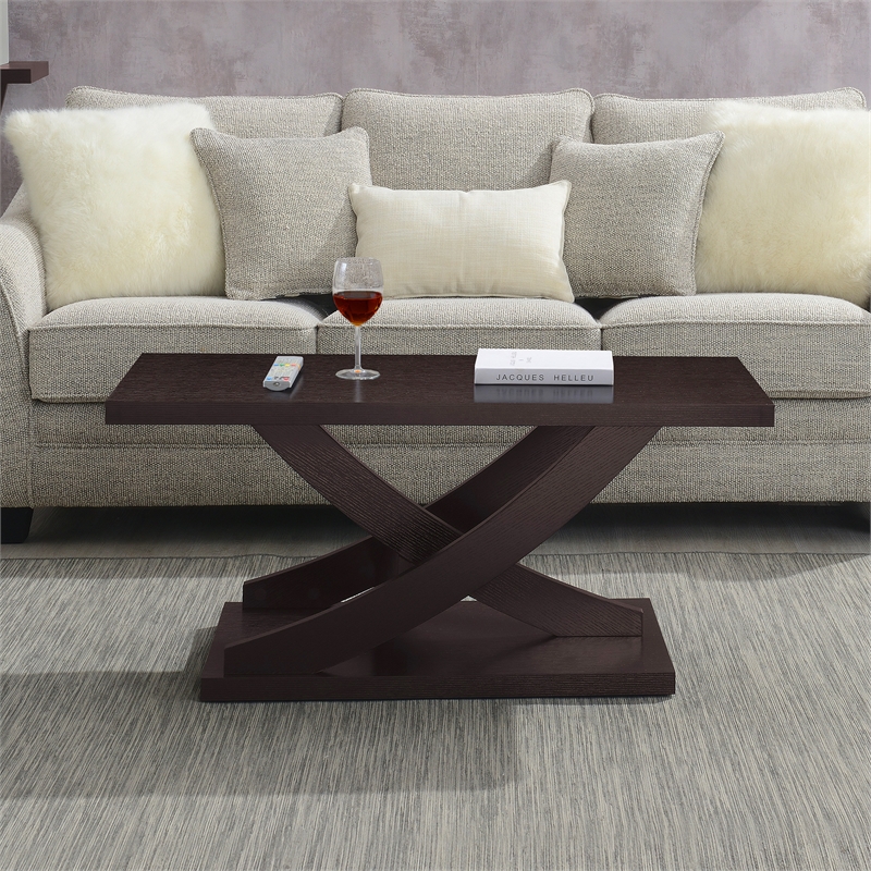 Convenience Concepts Newport Criss-Cross Coffee Table in Espresso Wood Finish