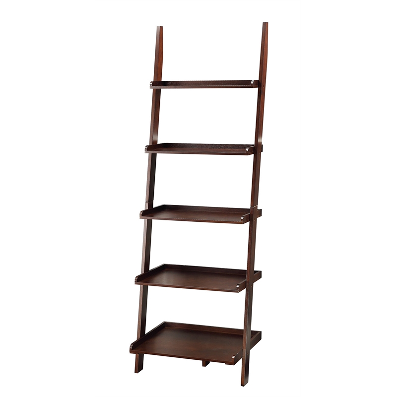 Convenience Concepts American Heritage Ladder Bookshelf in Espresso Wood Finish