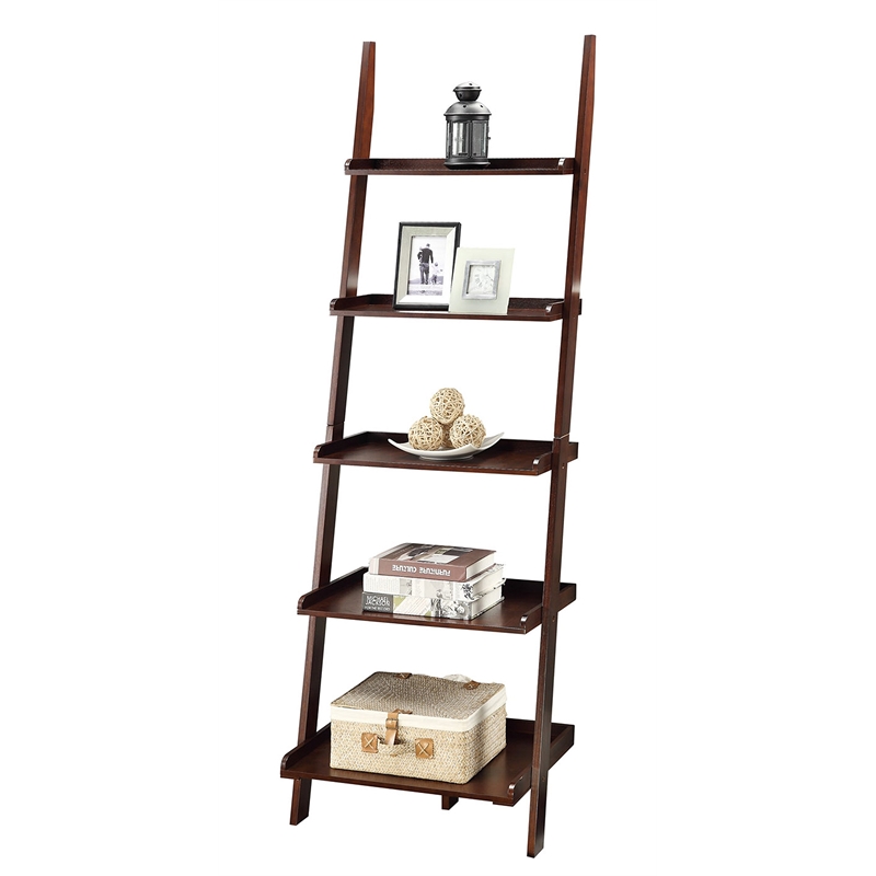 Convenience Concepts American Heritage Ladder Bookshelf in Espresso Wood Finish