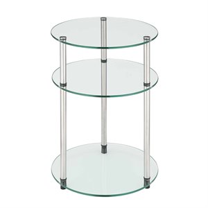 Convenience Concepts Classic Clear Glass Three Tier Round Table
