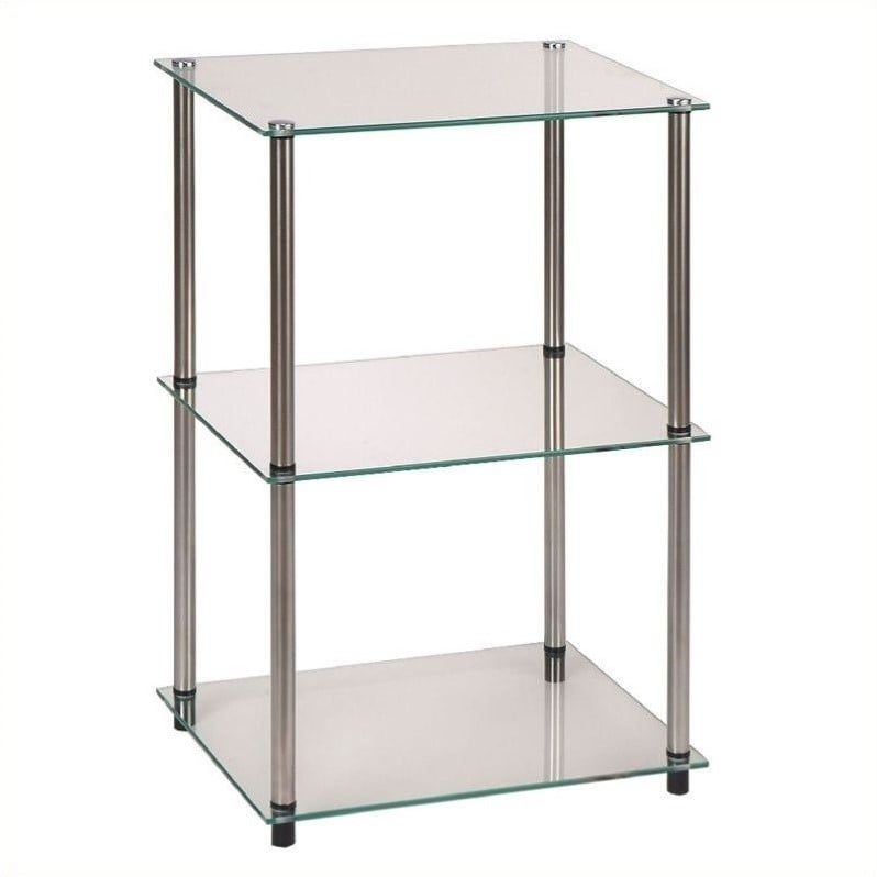 Convenience Concepts Designs2Go Classic Clear Glass 3 Tier Lamp Table