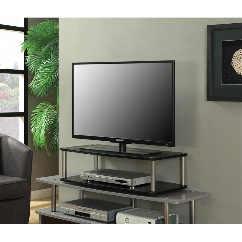 Convenience Concepts Designs2Go XL 2 Tier Swivel in Black Wood Finish