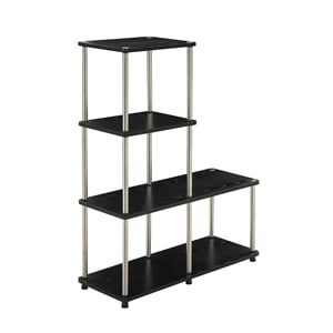 Convenience Concepts Designs2Go Multi &quotL&quot Bookshelf in Black Wood Finish