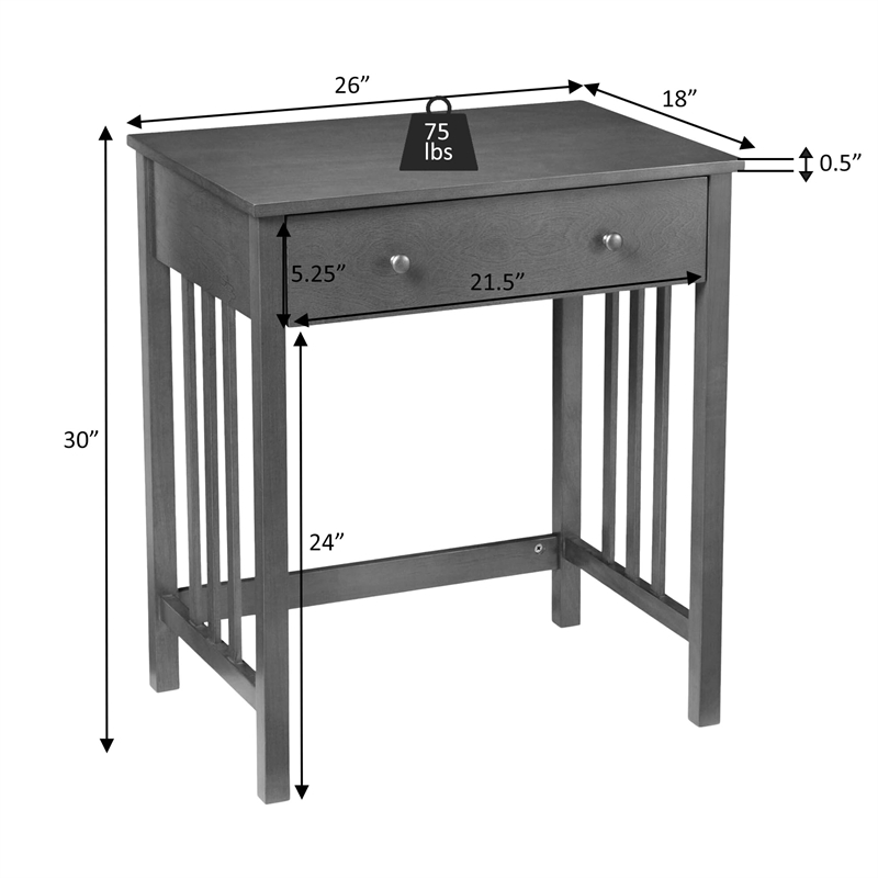 Convenience Concepts Designs2Go Mission Desk in Brown Oak Wood Finish