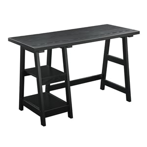 Convenience Concepts Designs2Go Trestle Desk in Black Wood Finish