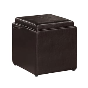 Convenience Concepts Park Avenue Single Cube Ottoman in Espresso Faux Leather