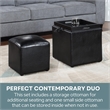 Convenience Concepts Park Avenue Faux Leather Cube Ottoman with Stool in Black