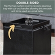 Convenience Concepts Park Avenue Faux Leather Cube Ottoman with Stool in Black