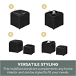 Convenience Concepts Park Avenue Faux Leather Cube Ottoman with Stool in Black