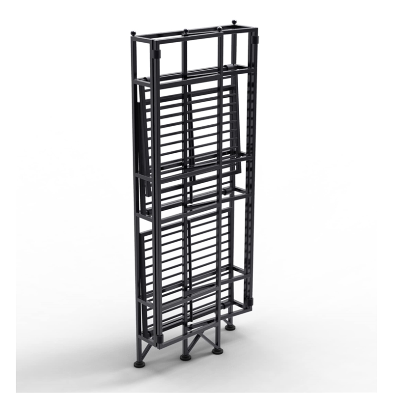 Convenience Concepts XTRA-Storage 3 Tier Folding Shelf in Black Metal Finish