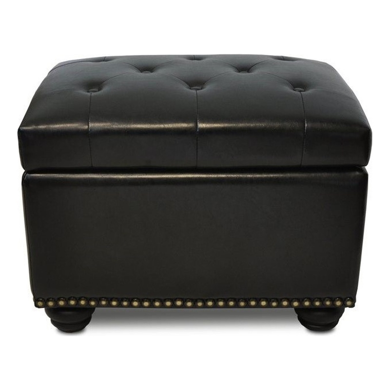 Convenience Concepts Designs4Comfort 5th Avenue Black Faux Leather Ottoman