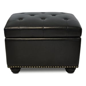 Convenience Concepts Designs4Comfort 5th Avenue Black Faux Leather Ottoman
