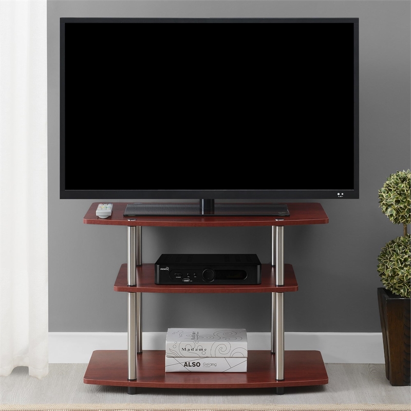 Convenience Concepts Designs2Go Three-Tier TV Stand in Cherry Wood Finish