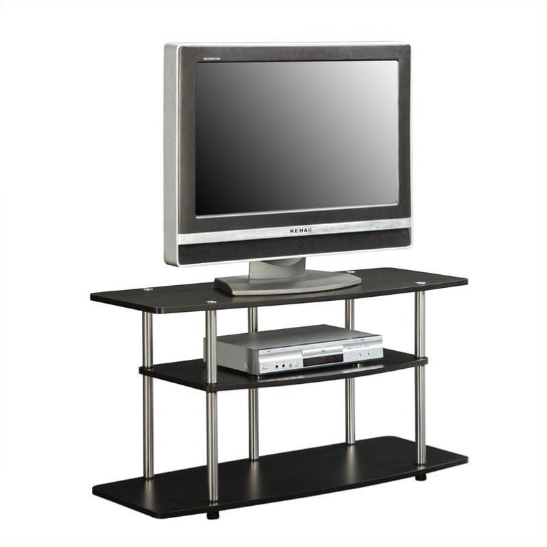 Designs2Go Three-Tier No Tools Wide TV Stand in Espresso Wood Finish- 42