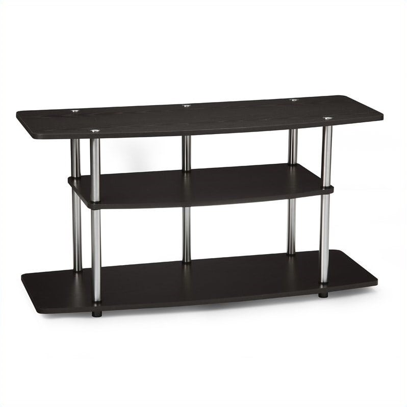 Designs2Go Three-Tier No Tools Wide TV Stand in Espresso Wood Finish- 42