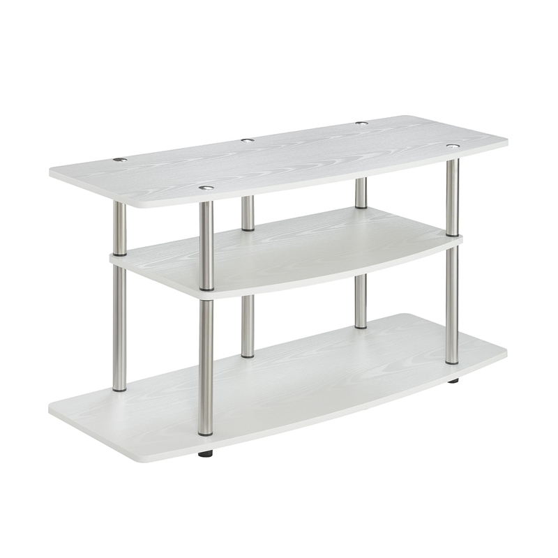 Convenience Concepts Designs2Go 3 Tier Wide TV Stand in White Wood Finish