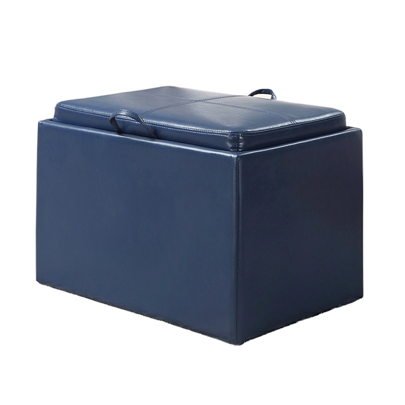 Convenience Concepts Designs4Comfort Accent Storage Ottoman in Blue Faux Leather