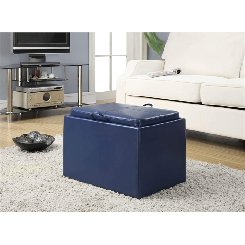 Convenience Concepts Designs4Comfort Accent Storage Ottoman in Blue Faux Leather