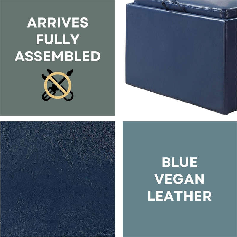 Convenience Concepts Designs4Comfort Accent Storage Ottoman in Blue Faux Leather