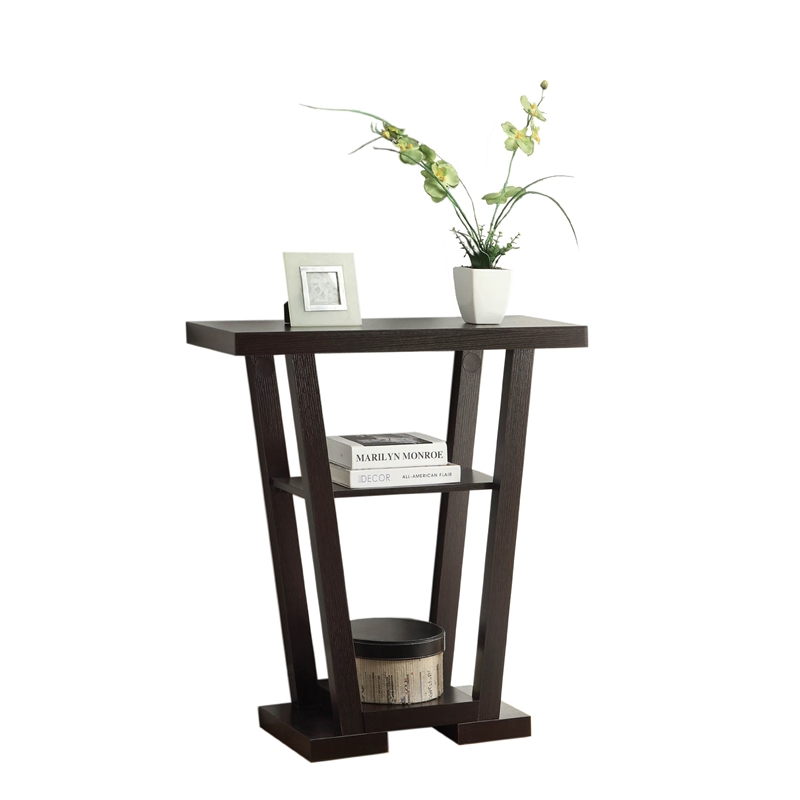 Convenience Concepts Newport V Console in Espresso Wood Finish with Two Shelves