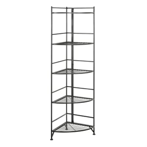 Convenience Concepts Designs2Go 5-Tier Folding Metal Corner Shelf in Black Metal