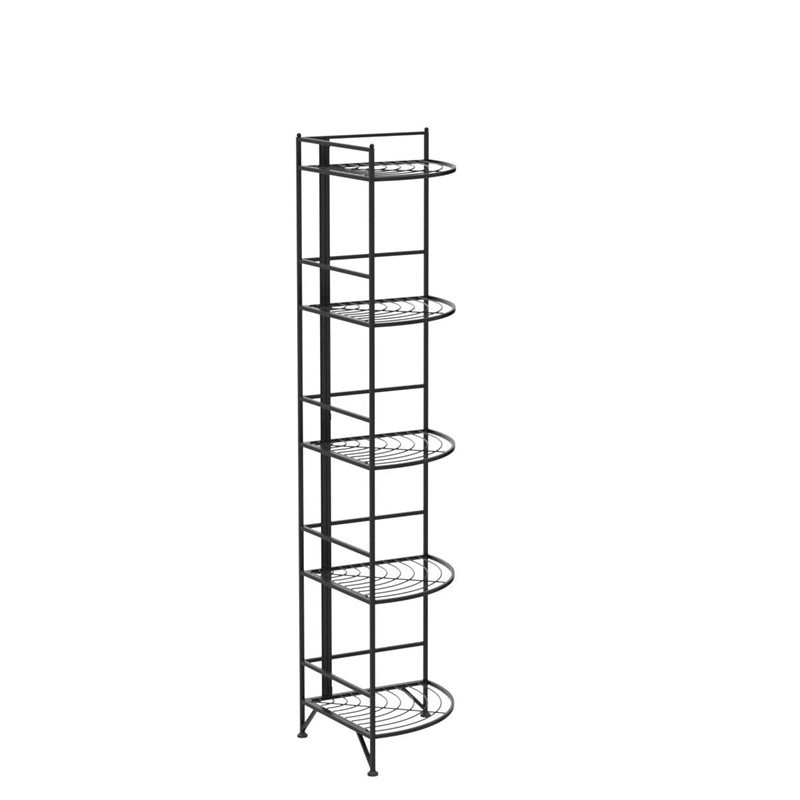 Convenience Concepts Designs2Go 5-Tier Folding Metal Corner Shelf in Black Metal