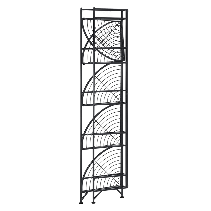 Convenience Concepts Designs2Go 5-Tier Folding Metal Corner Shelf in Black Metal