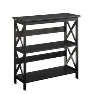 Convenience Concepts Oxford 3-Shelf Bookcase in Glossy Black Wood Finish