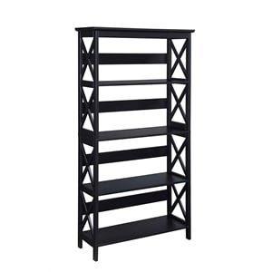 Convenience Concepts Oxford 5-Shelf Bookcase in Glossy Black Wood Finish