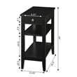 American Heritage Three-Tier End Table with Drawer in Black Wood Finish