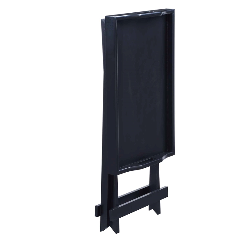 Convenience Concepts Designs2Go Folding Tray Table in Black Solid Wood Finish