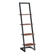 Designs2Go Four-Tier Ladder Bookshelf in Black Metal and Cherry Wood Finish