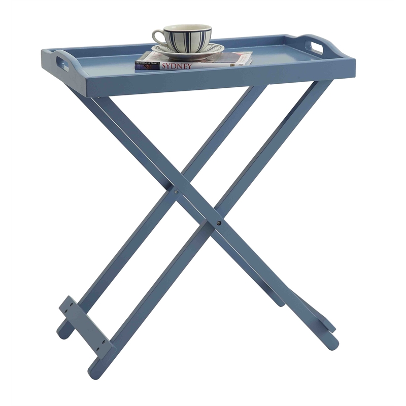 Convenience Concepts Designs2Go Folding Tray Table in Blue Wood Finish