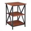 Convenience Concepts Tucson Three-Tier End Table in Black Metal and Cherry Wood Convenience Concepts Tucson Three-Tier End Table in Black Metal and Cherry Wood
