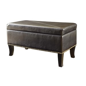 Convenience Concepts Designs4Comfort Winslow Ottoman in Espresso Faux Leather