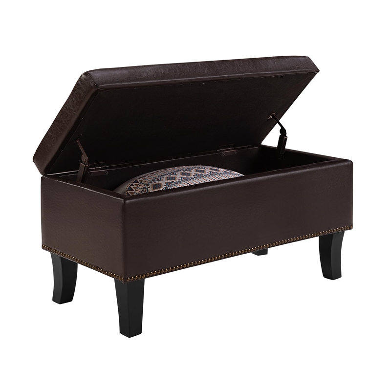 Convenience Concepts Designs4Comfort Winslow Ottoman in Espresso Faux Leather