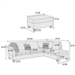 Poundex 3 Piece Fabric Sectional Sofa Set with Ottoman in Sand Brown
