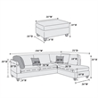 Poundex 3 Piece Fabric Reversible Sectional Sofa Set with Ottoman in Gray