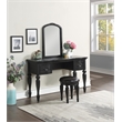 Poundex Furniture Wood Vanity Set with Stool and Mirror in Black