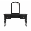 Poundex Furniture Wood Vanity Set with Stool and Mirror in Black