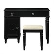 Poundex Furniture Wood Vanity Set with Stool and Mirror in Black