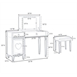 Poundex Furniture Wood Vanity Set with Stool and Mirror in Black