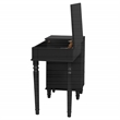 Poundex Furniture Wood Vanity Set with Stool and Mirror in Black
