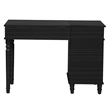 Poundex Furniture Wood Vanity Set with Stool and Mirror in Black