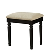 Poundex Furniture Wood Vanity Set with Stool and Mirror in Black