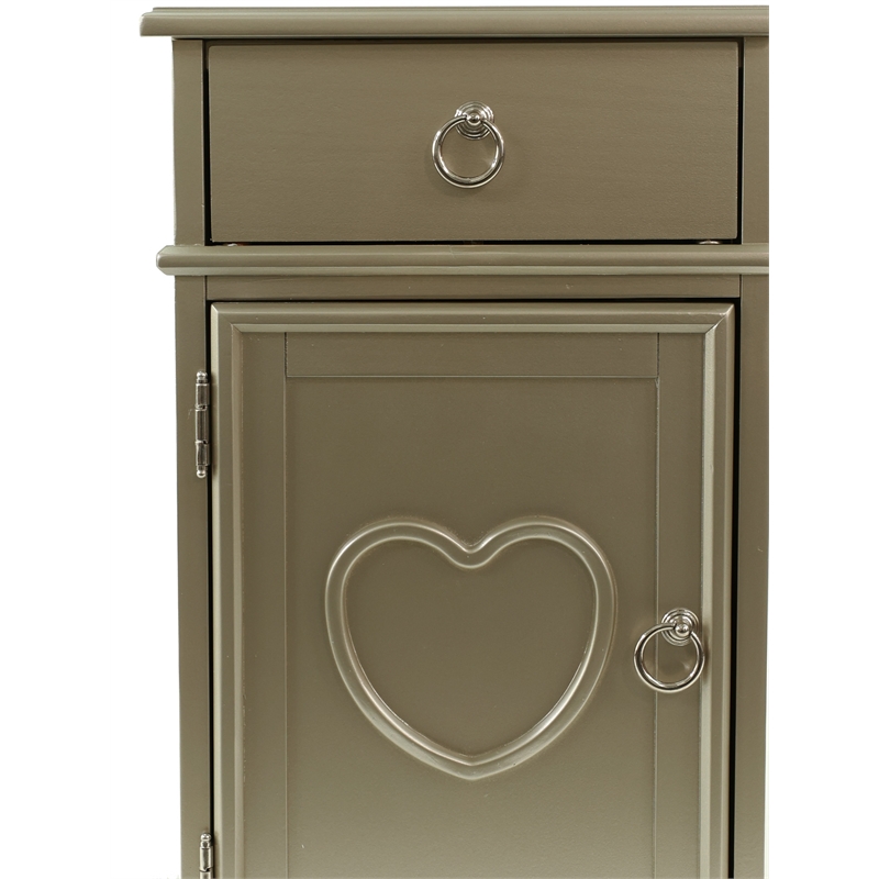 Poundex Furniture Wood Vanity Set with Stool and Mirror in Silver