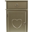 Poundex Furniture Wood Vanity Set with Stool and Mirror in Silver