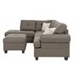 Poundex 3 Piece Fabric Sectional Sofa Set with Storage Ottoman in Light Coffee