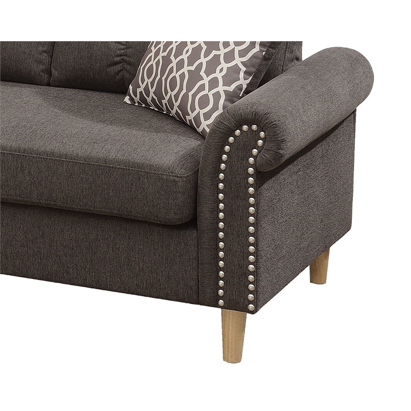 Poundex Furniture Fabric Reversible Sofa Sectional Set in Tan Brown Color
